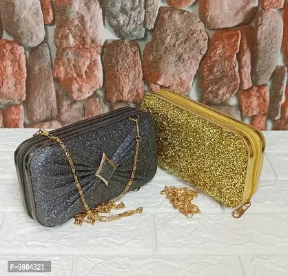 Fancy Synthetic Embellished Party Wear Clutches For Women Pack of 2