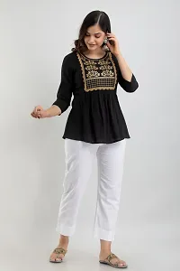 Burundi Blu Casual Embroidered Women Black Top-thumb3