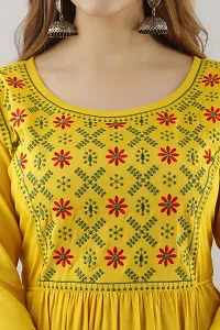 Women Touch Women Embroidered A line Kurta Yellow-thumb3