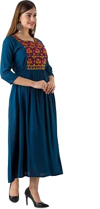 Women Touch Women Embroidered A line Kurta Blue-thumb1