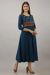 Women Touch Women Embroidered A line Kurta Blue-thumb1