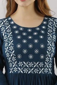 Women Touch Women Embroidered A line Kurta Blue-thumb4