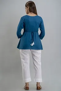 Burundi Blu Casual Embroidered Women Blue Top-thumb1