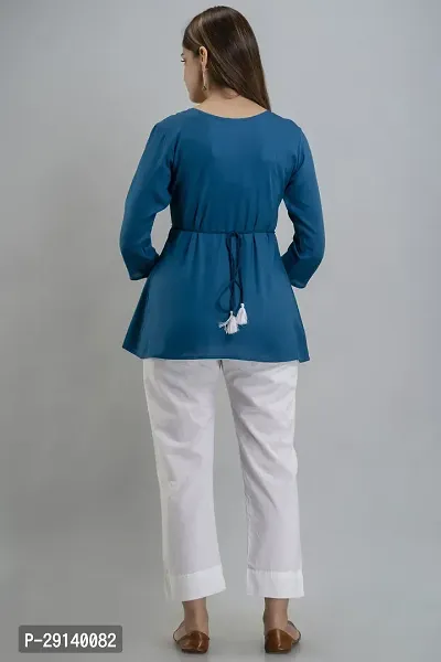 Burundi Blu Casual Embroidered Women Blue Top-thumb2