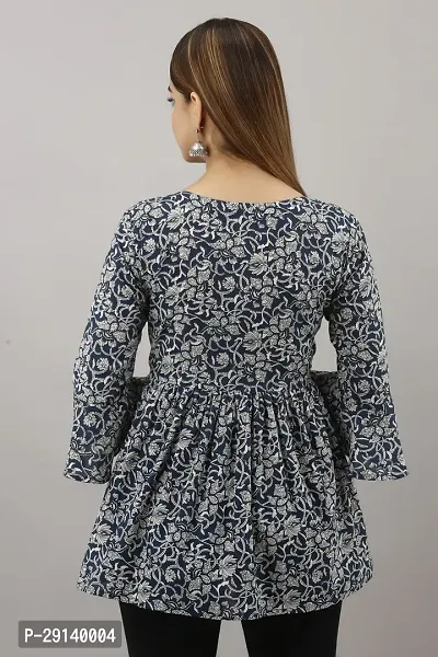 LifeSpan Casual Bell Sleeve Floral Print Women Blue Top-thumb4