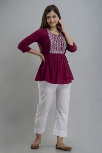 Burundi Blu Casual Embroidered Women Purple Top-thumb2