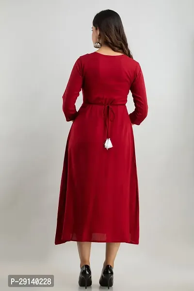 Women Touch Women Embroidered A line Kurta Red-thumb4