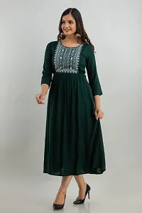 Women Touch Women Embroidered A line Kurta Green-thumb2