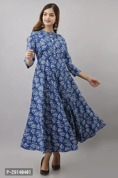 Women Touch Women Printed Flared Kurta Blue White-thumb4