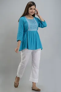 Burundi Blu Casual Embroidered Women Light Blue Top-thumb3