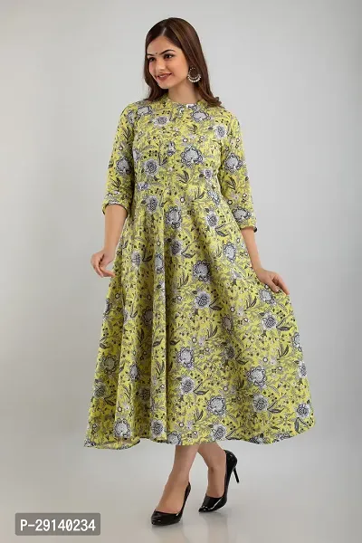 Women Touch Women Printed Flared Kurta Yellow-thumb2