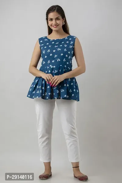 Women Touch Casual Printed Women Blue Top-thumb0