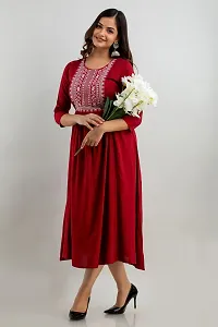 Women Touch Women Embroidered A line Kurta Red-thumb2