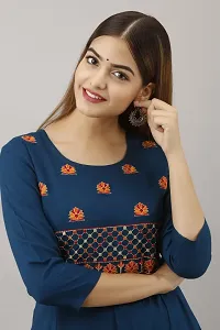 Women Touch Women Embroidered A line Kurta Dark Blue-thumb4