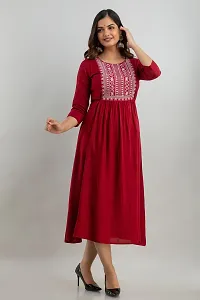 Women Touch Women Embroidered A line Kurta Maroon-thumb1