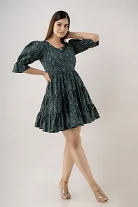 Women Touch Women Fit and Flare Dark Green Dress-thumb2