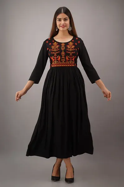 Women Touch Women Embroidered A line Kurta