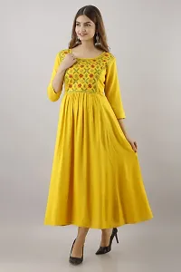 Women Touch Women Embroidered A line Kurta Yellow-thumb2