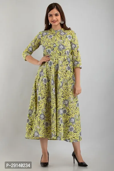 Women Touch Women Printed Flared Kurta Yellow-thumb3