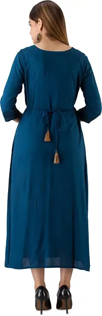 Women Touch Women Embroidered A line Kurta Blue-thumb3