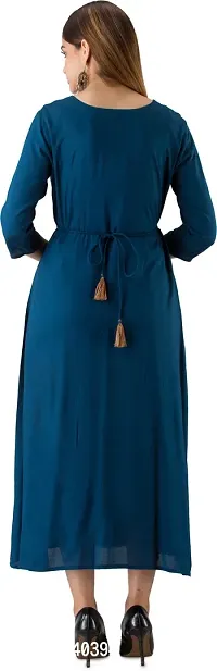 Women Touch Women Embroidered A line Kurta Blue-thumb4