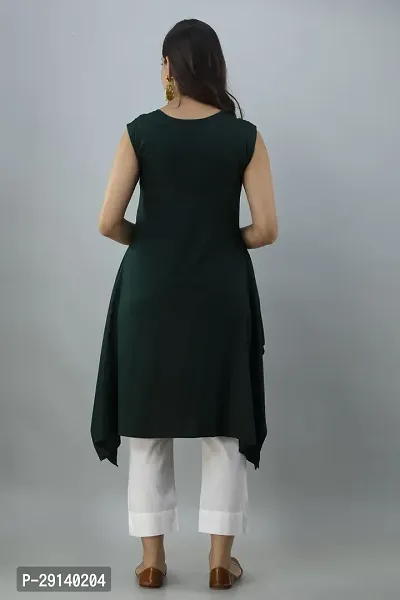 Women Touch Women Embroidered Asymmetric Kurta Green-thumb4