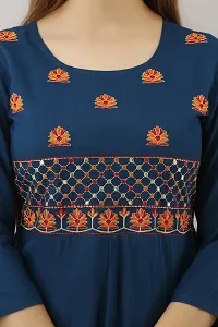 Women Touch Women Embroidered A line Kurta Dark Blue-thumb3