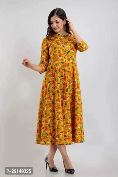 Women Touch Women Printed Flared Kurta Yellow-thumb3