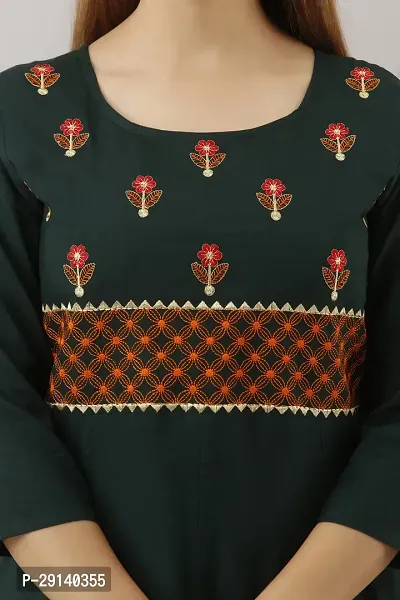 Women Touch Women Embroidered A line Kurta Green-thumb5