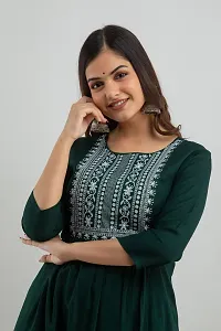 Women Touch Women Embroidered A line Kurta Green-thumb4