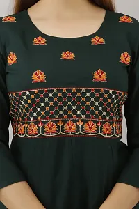 Women Touch Women Embroidered A line Kurta Dark Green-thumb4