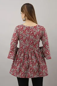 LifeSpan Casual Bell Sleeve Floral Print Women Red Top-thumb3