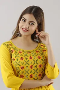 Women Touch Women Embroidered A line Kurta Yellow-thumb4