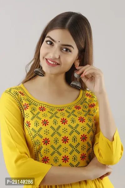 Women Touch Women Embroidered A line Kurta Yellow-thumb5