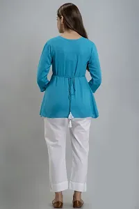 Burundi Blu Casual Embroidered Women Light Blue Top-thumb1