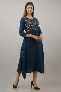 Women Touch Women Embroidered A line Kurta Dark Blue-thumb1