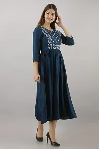 Women Touch Women Embroidered A line Kurta Blue-thumb1