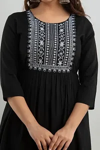 Women Touch Women Embroidered A line Kurta Black-thumb4