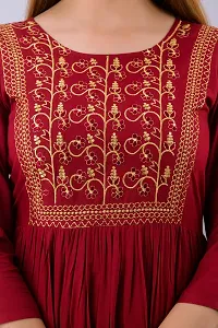 Women Touch Women Embroidered A line Kurta Maroon-thumb4