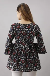 LifeSpan Casual 3 4 Sleeve Floral Print Women Black Top-thumb3