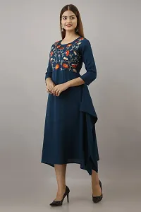 Women Touch Women Embroidered A line Kurta Dark Blue-thumb2