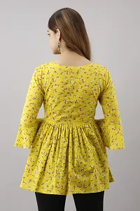 LifeSpan Casual 3 4 Sleeve Floral Print Women Yellow Top-thumb3