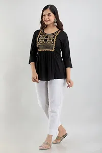 Burundi Blu Casual Embroidered Women Black Top-thumb2