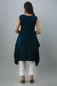 Women Touch Women Embroidered Asymmetric Kurta Blue-thumb3