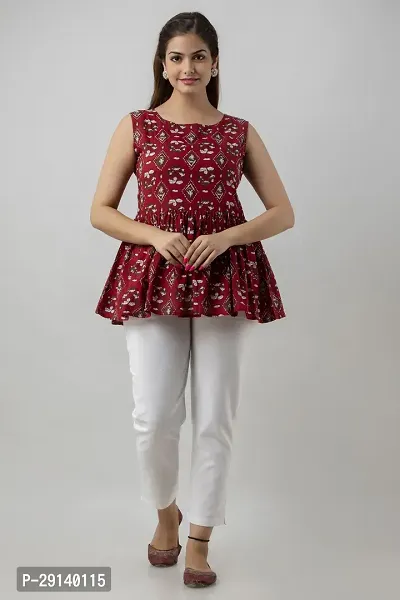 Women Touch Casual Printed Women Maroon Top