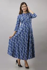 Women Touch Women Printed Flared Kurta Blue White-thumb2