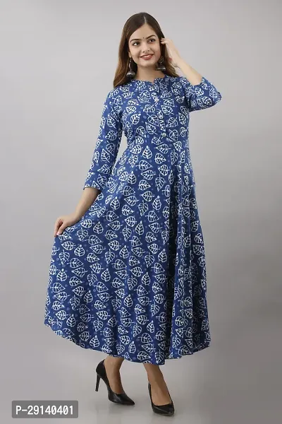 Women Touch Women Printed Flared Kurta Blue White-thumb3