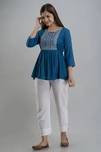 Burundi Blu Casual Embroidered Women Blue Top-thumb3