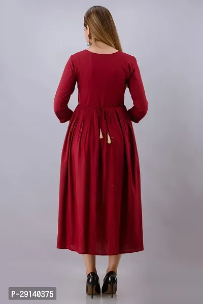 Women Touch Women Embroidered A line Kurta Maroon-thumb4