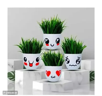 Artificial Smile Potted Plants for Home Decor  Pack of 4